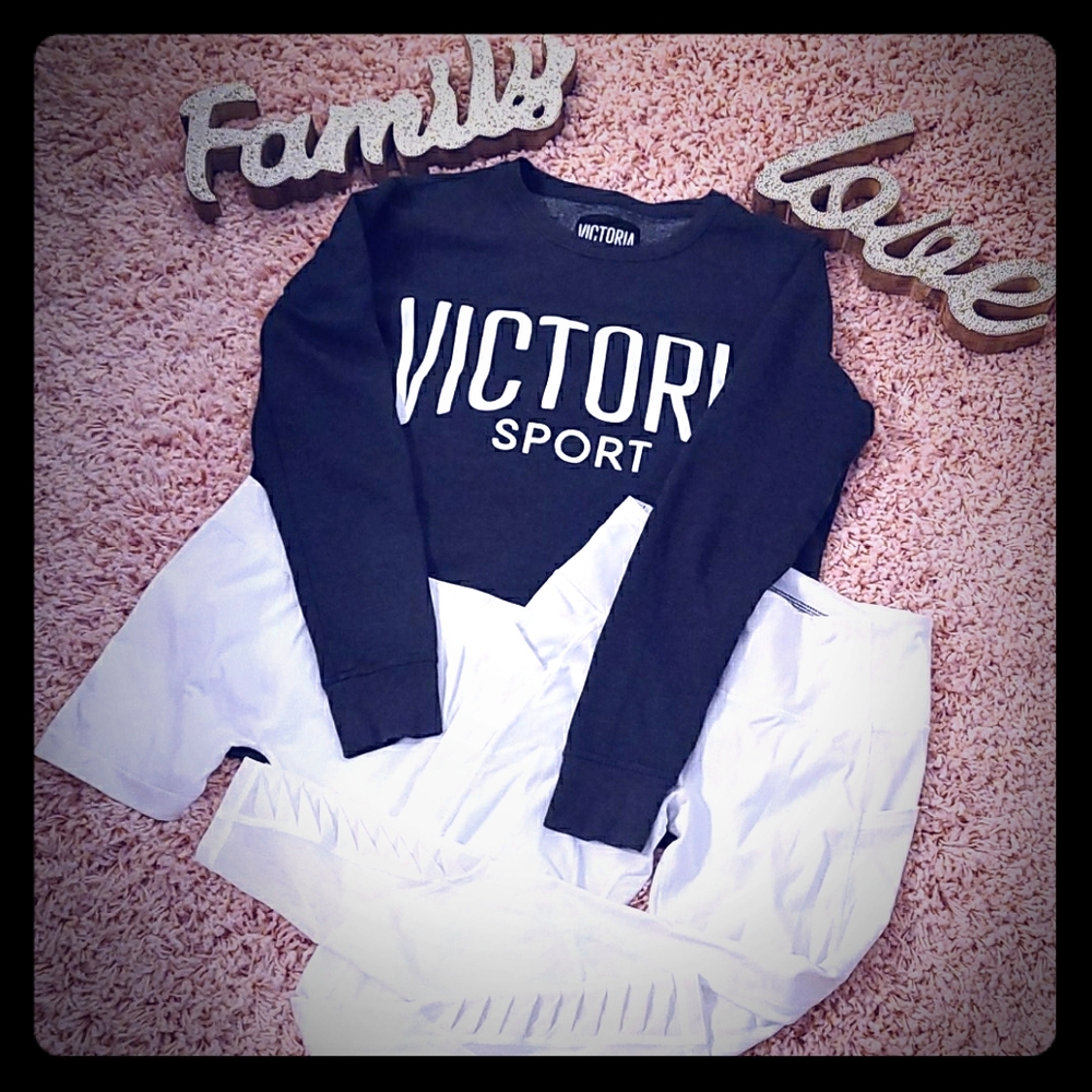 Comfortable, dark gray Victoria Sport sweatshirt.